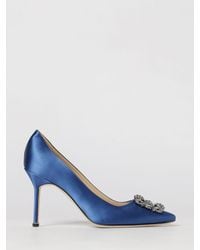 Manolo Blahnik - Hangisi Satin Pumps With Jewelled Buckle And High Heel - Lyst