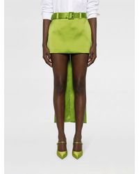 Self-Portrait - Asymmetrical Crêpe Mini Skirt With Decorative Waist Bow - Lyst