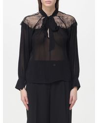 Patrizia Pepe - Chiffon Blouse With Lace Inserts - Lyst