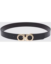 Ferragamo - Double Gancini Calf Leather Belt - Lyst