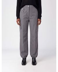 Ganni - High-Waisted Straight Leg Stretch Cotton Cargo Trousers - Lyst