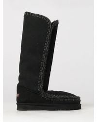 Mou - Bottes Hautes Eskimo En Daim Avec Doublure En Laine Et Coutures Contrastantes - Lyst