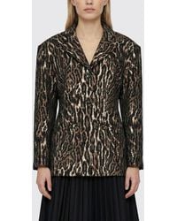 Ganni - Single-Breasted Animal Print Crepe Blazer - Lyst