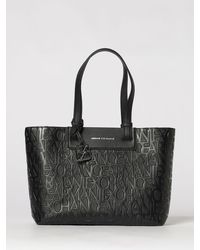 ARMANI EXCHANGE - Grained Synthetic Leather Tote Bag With Embossed Logo - Lyst