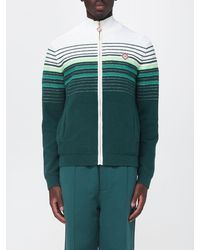 CASABLANCA - Striped Cotton-Blend Cardigan With A Turtleneck And Zip Closure - Lyst
