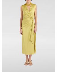 Momoní - Momon&Igrave V-Neck Satin Midi Wrap Dress With Side Slit - Lyst