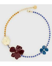 Marni - Brass Necklace With Rhinestones And Flowers - Lyst