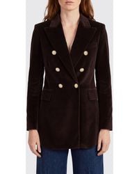 Circolo 1901 - Slim Fit Double-Breasted Cropped Velvet Blazer - Lyst
