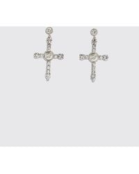 Blumarine - Brass Earrings With Set Rhinestones - Lyst