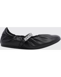 Jimmy Choo - Jade Calfskin Leather Ballet Pumps With Crystal Embellishment - Lyst