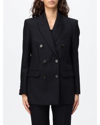 Elisabetta Franchi - Double-Breasted Virgin Wool Blazer With Peak Lapels - Lyst