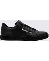 Billionaire - Smooth Leather Low-Top Sneakers With Printed Logo And Padded Ankle - Lyst
