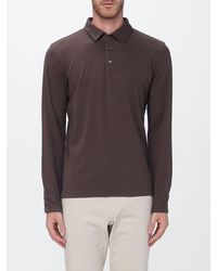 Zanone - Long-Sleeve Cotton Polo Shirt With Ribbed Collar And Three Buttons - Lyst