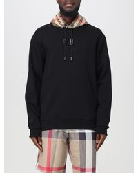 Burberry - Jersey Hoodie With Check Hood - Lyst