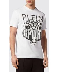 Philipp Plein - Slim Fit Cotton T-Shirt With Contrast Graphic Print - Lyst