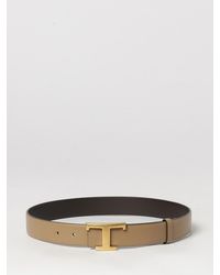 Tod's - T Timeless Reversible Smooth Calfskin Belt With Monogram Buckle - Lyst