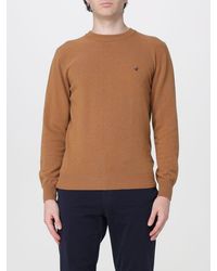 Brooksfield - Crew-Neck Wool Sweater With Ribbed Cuffs And Hem - Lyst