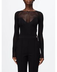 Elisabetta Franchi - Long-Sleeved Jersey Bodysuit With Round Neckline - Lyst