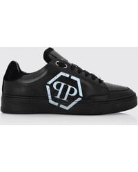 Philipp Plein - Monogram Calf Leather Low-Top Sneakers With Hexagon Logo - Lyst