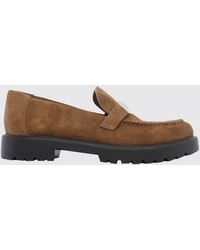 Tory Burch - Leelee Suede Penny Loafers With Double T Metallic Logo - Lyst