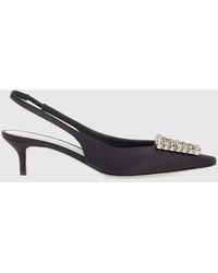 Roberto Festa - Futura Bicolour Satin Slingback Court Shoes With Jewel Buckle And Low Heel - Lyst