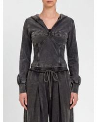 Twinset - Cotton Bustier Hoodie With Zip Closure - Lyst