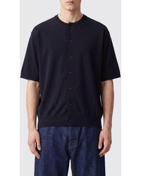AURALEE - Giza Short-Sleeved Cotton Knit Cardigan With A Crew Neck - Lyst