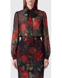 Dolce & Gabbana - Dolce &Amp Gabbana Floral Print Silk Blouse With Pussy-Bow Collar - Lyst