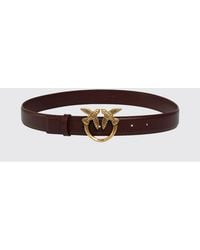 Pinko - Leather Belt With Metal Love Birds Logo Buckle - Lyst