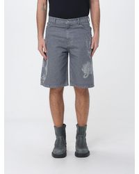 Gcds - Cotton Denim Bermuda Shorts With Logo Print - Lyst