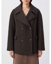 Loulou de Saison - Short Double-Breasted Wool And Cashmere Coat With Dropped Shoulders - Lyst