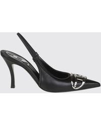 DIESEL - D-Venus Nappa Leather Slingback Pumps With High Heel And Oval D Logo - Lyst