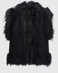 Fendi - Virgin Wool Gilet With Fox Fur Collar - Lyst