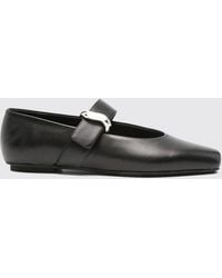 Emporio Armani - Mary Jane Smooth Leather Ballet Flats With Square Toe - Lyst