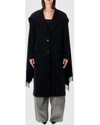 The Attico - Long Single-Breasted Wool And Cashmere Coat With Fringes And Shawl Collar - Lyst
