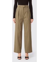 Magda Butrym - Pleated Wide-Leg Cotton Tailored Trousers - Lyst