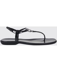 Gucci - Interlocking G Leather Thong Sandals With Low Heel - Lyst