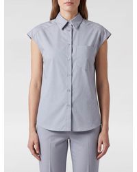 Semicouture - Sleeveless Slim Fit Cotton Shirt With French Collar - Lyst