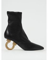 Ferragamo - Elina Ankle Boots In Nappa With Heel - Lyst