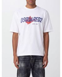 DSquared² - Cotton T-Shirt With Printed Logo And Dropped Shoulders - Lyst