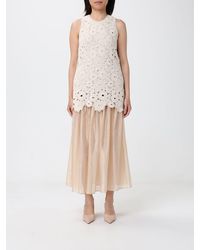 Liu Jo - Muslin And Macramé Midi Dress - Lyst