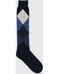 Ballantyne - Diamond Pattern High-Top Cotton-Blend Socks With Contrast Logo - Lyst