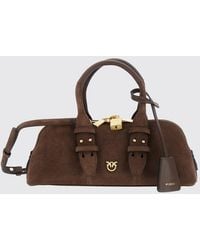 Pinko - Escape Suede Leather Handbag With Love Birds Logo - Lyst