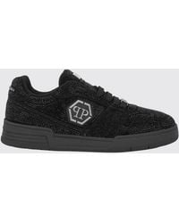 Philipp Plein - P-Force Leather Sneakers With Monogram And Crystals - Lyst