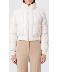 Elisabetta Franchi - Quilted Cropped Puffer Jacket With High Neck And Contrast Logo - Lyst