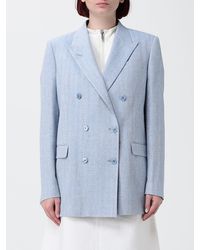 Tagliatore - Double Breasted Cotton Blend Blazer - Lyst