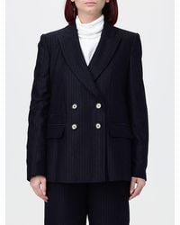 Emporio Armani - Pinstripe Double-Breasted Wool Blazer With Peak Lapels - Lyst
