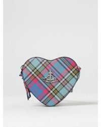 Vivienne Westwood - Borsa Louise Heart in pelle saffiano vegana con check all over - Lyst