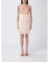 Elisabetta Franchi - Light Crepe And Satin Bustier Dress - Lyst
