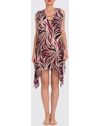 Twinset - Abstract Print Viscose Mini Kaftan With Off-The-Shoulder Design - Lyst